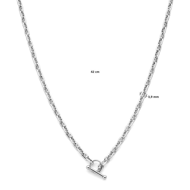 collier marine ronde buis 3,9 mm 42 cm kapittelslot zilver gerhodineerd