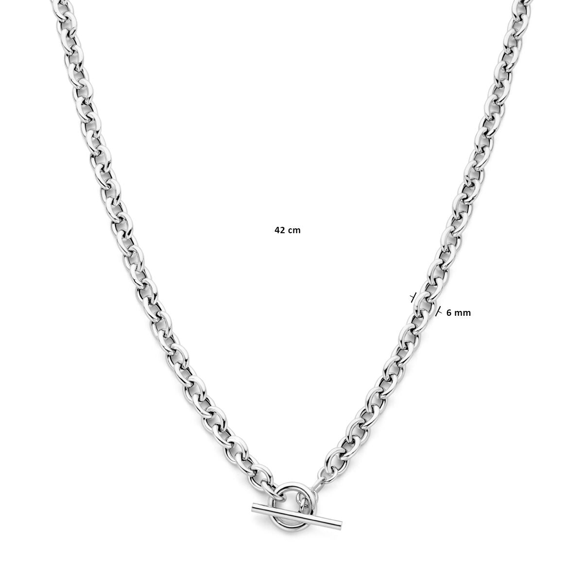 collier 6 mm 42 cm kapittelslot zilver gerhodineerd