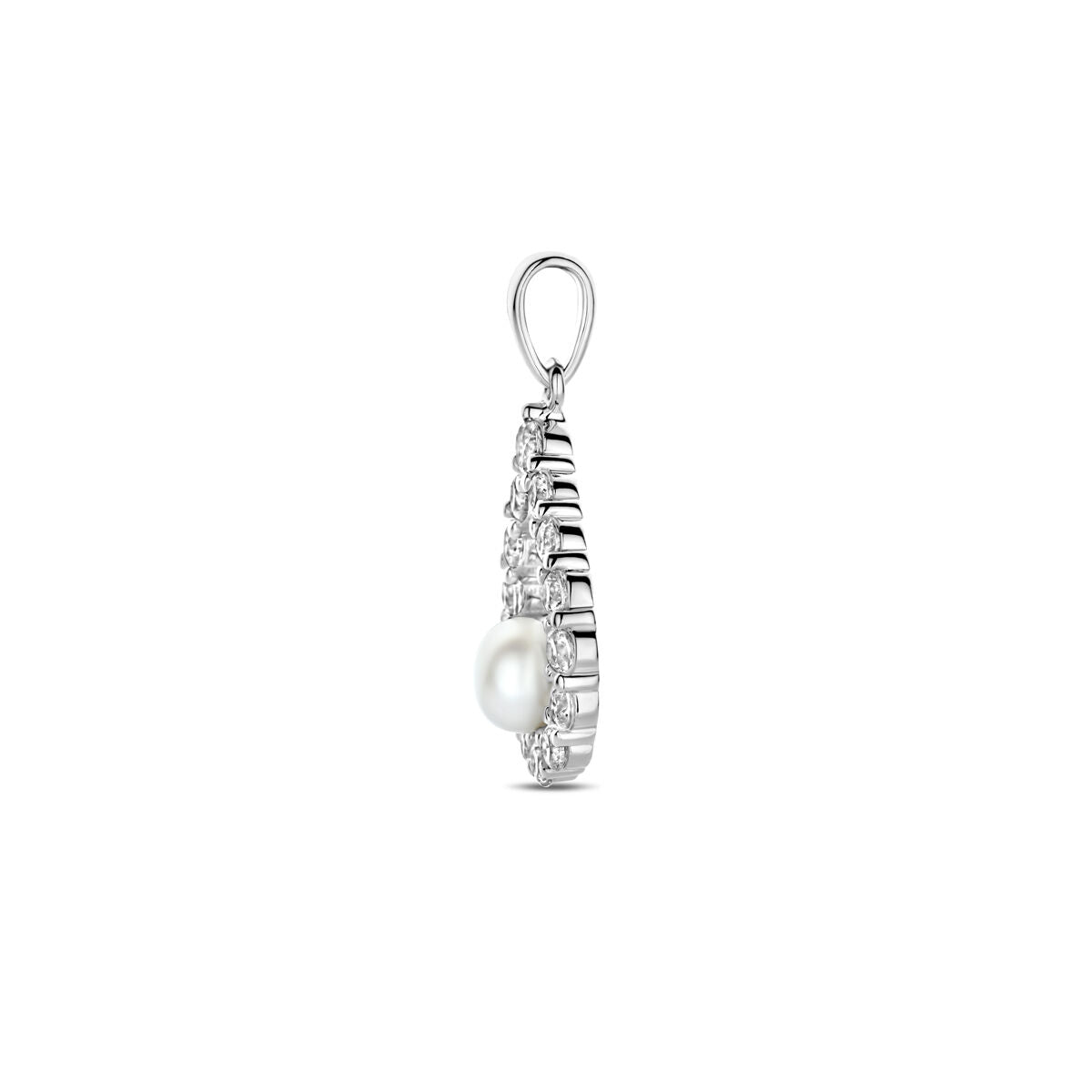 hanger parel en zirkonia 26 mm zilver gerhodineerd