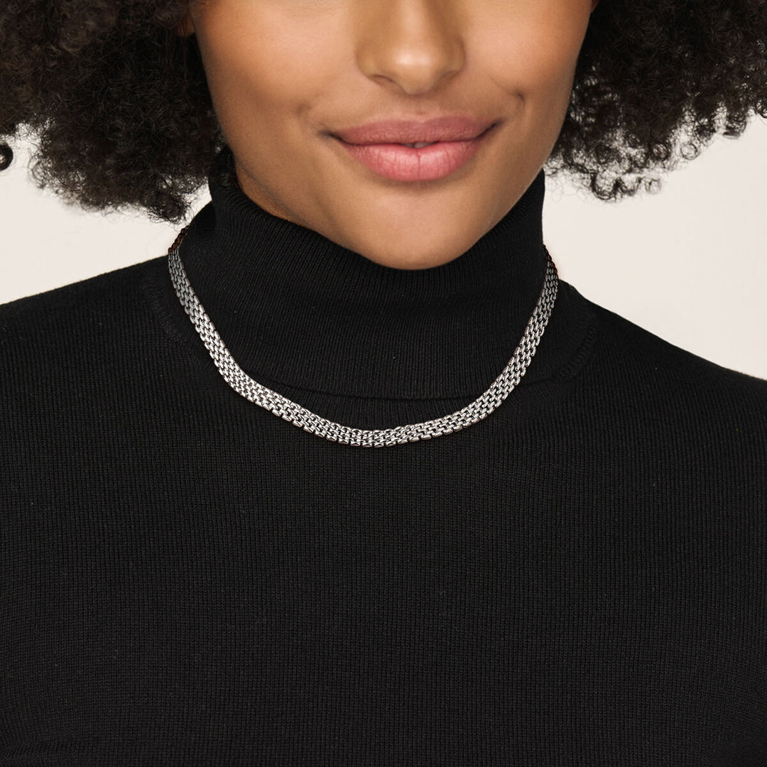 collier panter 8 mm 43 cm zilver gerhodineerd