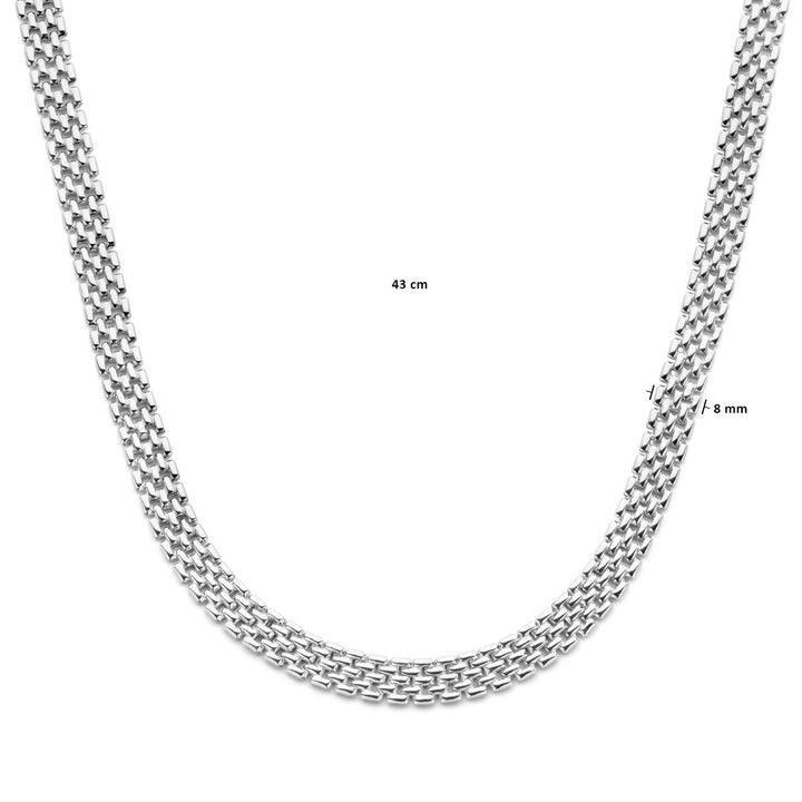 collier panter 8 mm 43 cm zilver gerhodineerd