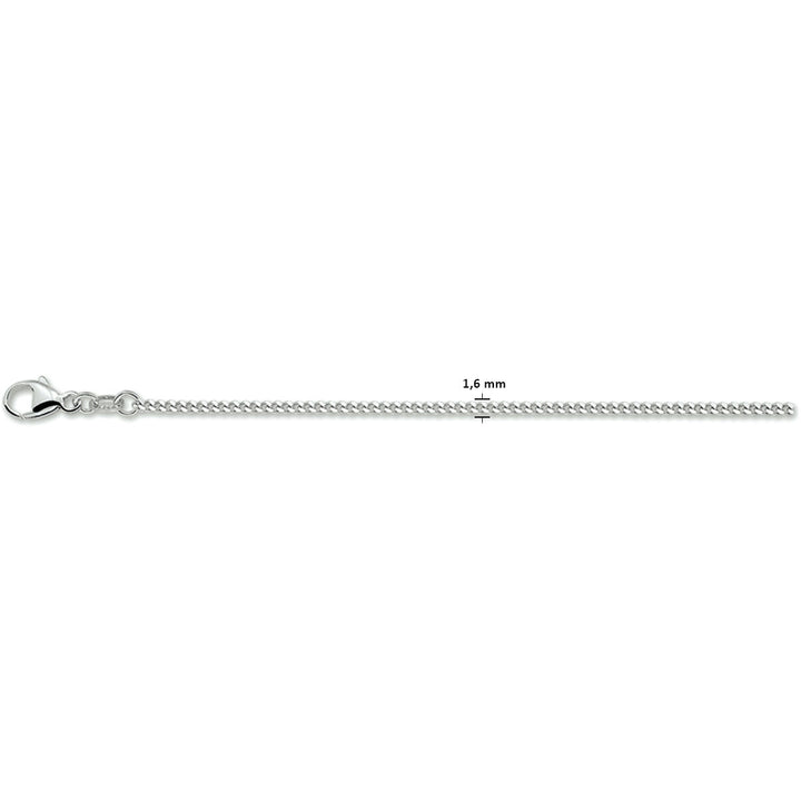 collier gourmette 4-zijdes geslepen 1,6 mm zilver gerhodineerd