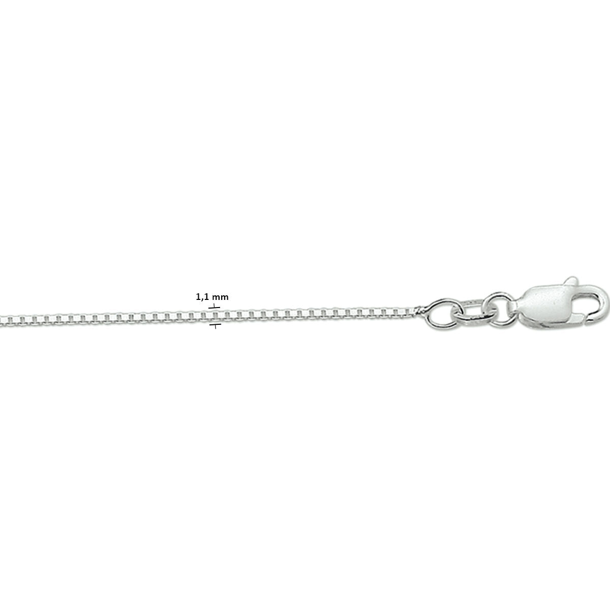 Zilveren collier van 1,1 mm met gerhodineerde afwerking en een karabijnsluiting.