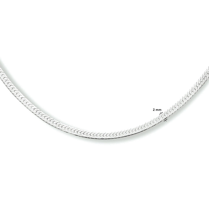 collier slang plat 2,0 mm zilver gerhodineerd
