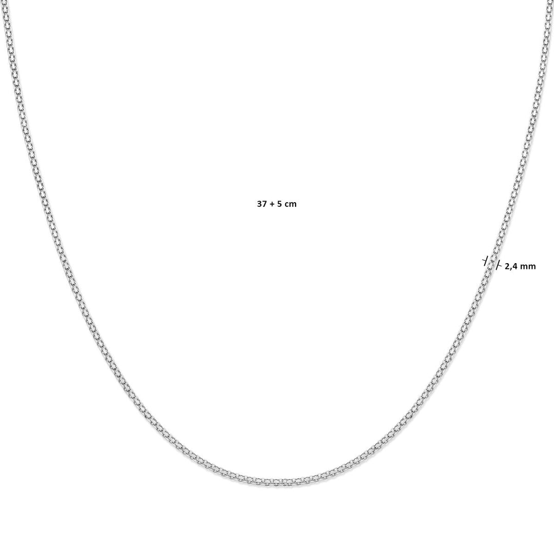 collier bismarck 2,4 mm 37 + 5 cm zilver gerhodineerd