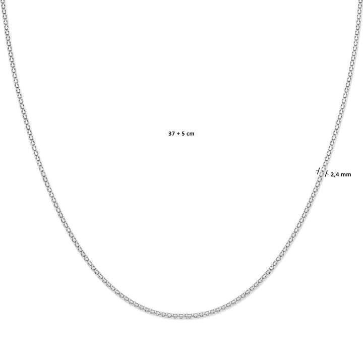 collier bismarck 2,4 mm 37 + 5 cm zilver gerhodineerd