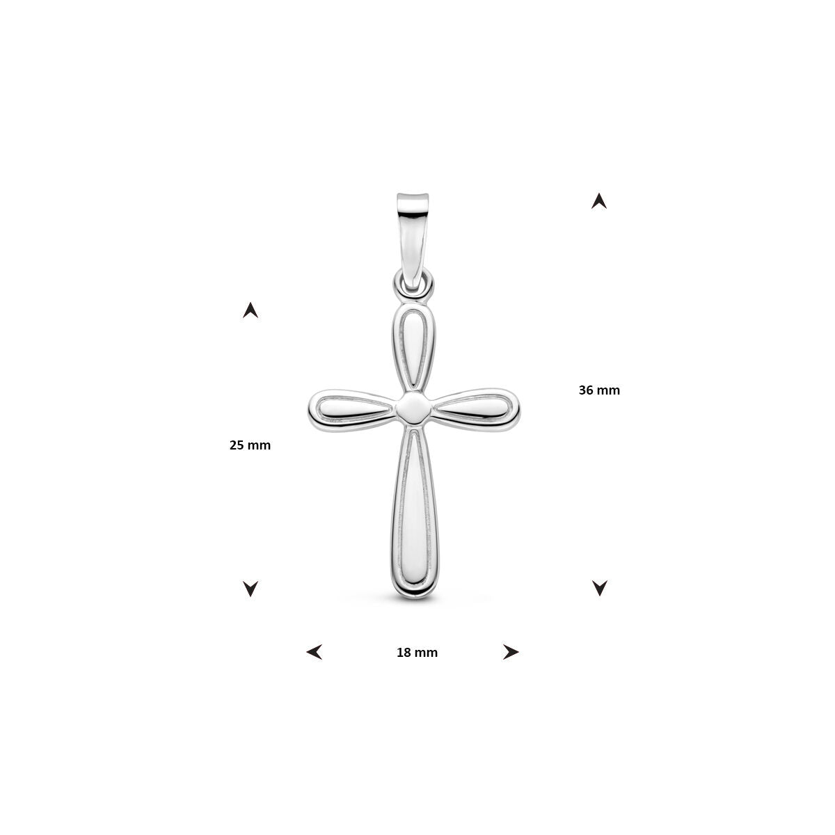 hanger kruis 25 mm zilver gerhodineerd