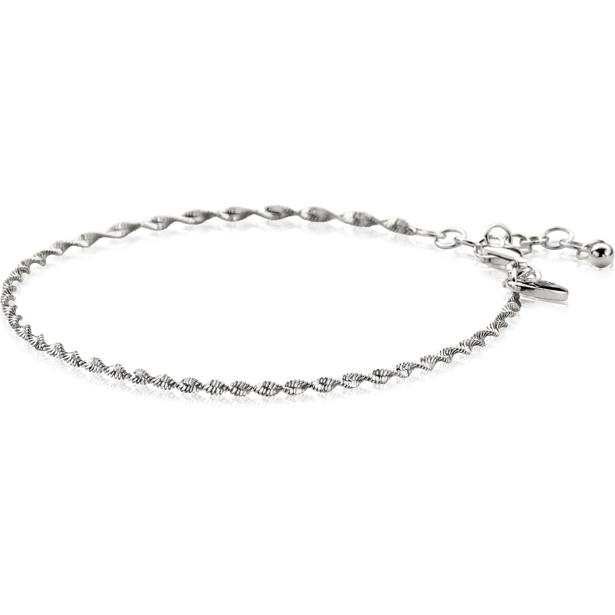 Zilveren armband met gedraaide schakels en een verstelbare sluiting van 17-20 cm.