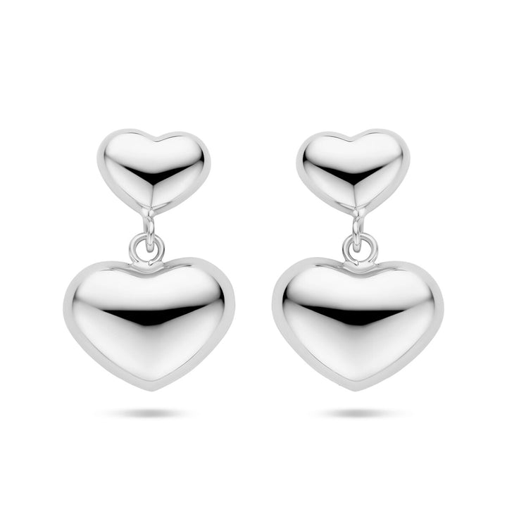 oorhangers hartjes 26 mm zilver gerhodineerd