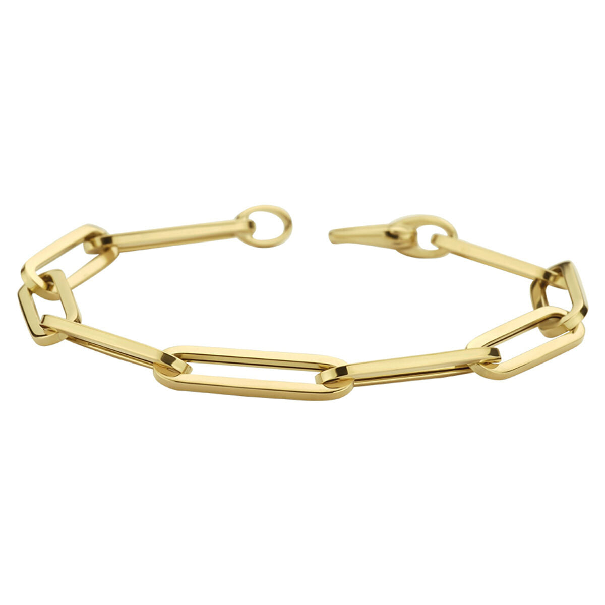 Gouden armband dames paperclip vierkante buis 14K