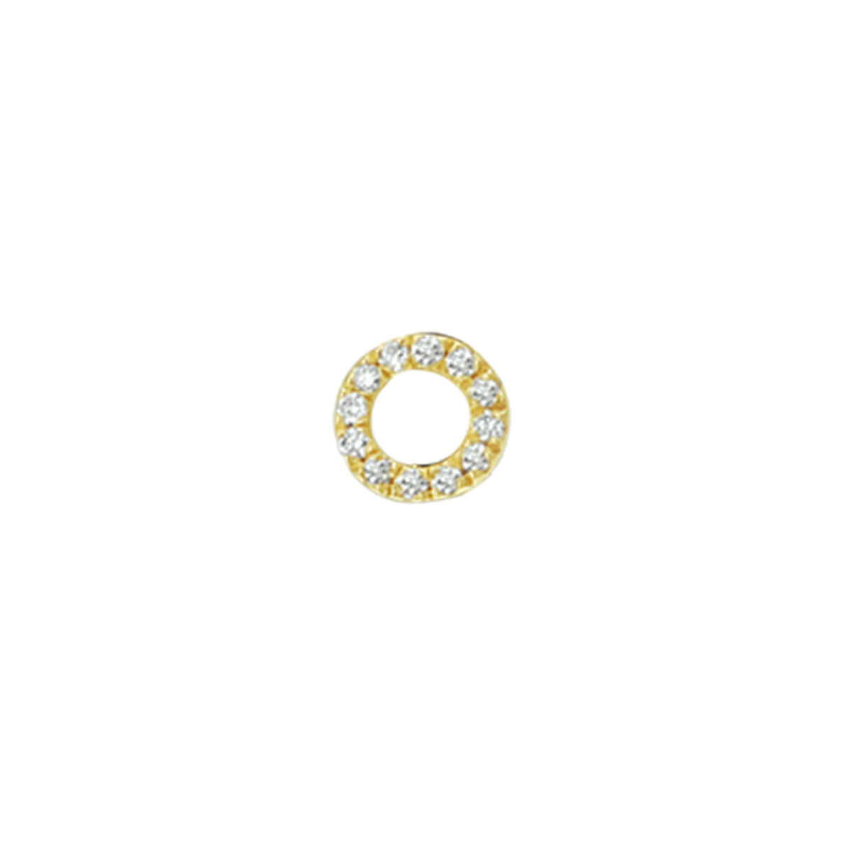 Oorknop van 14K geelgoud met een cirkelvormige setting en diamanten van 0.035ct.