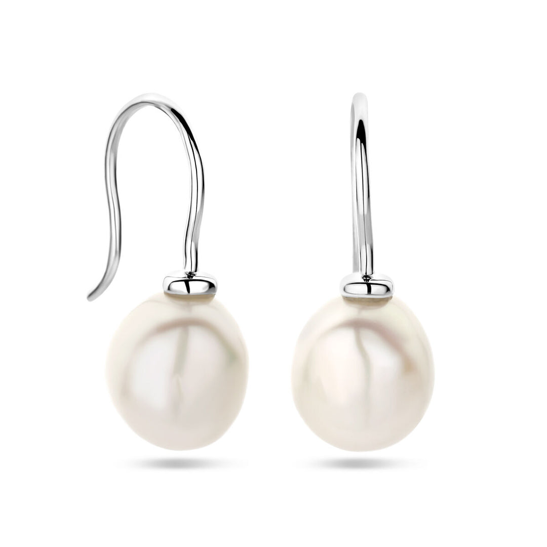 oorhangers barok parel franse haak zilver gerhodineerd