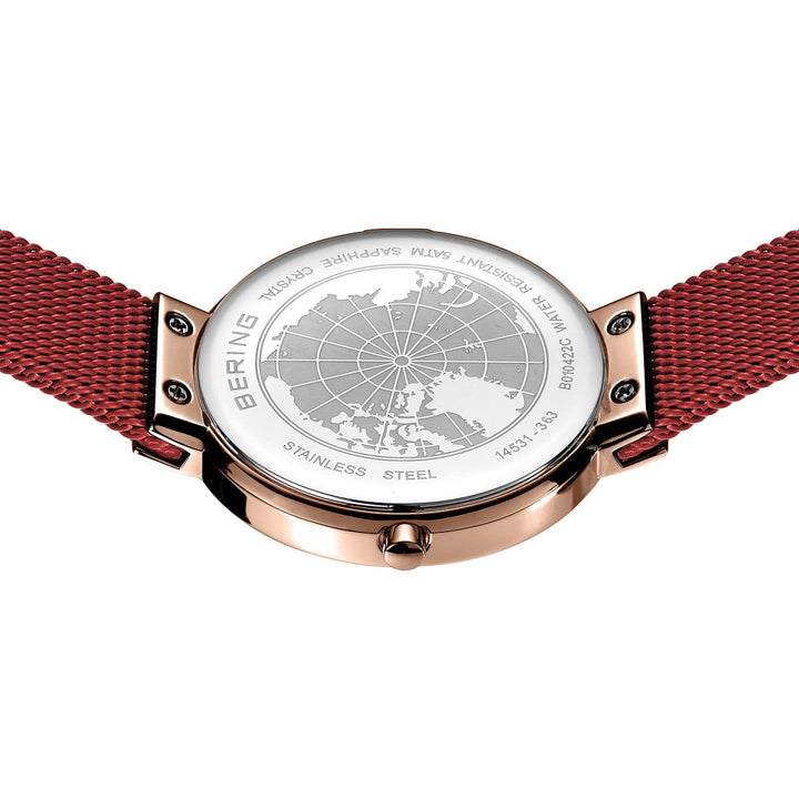Bering dames horloge rode wijzerplaat - 14531-363