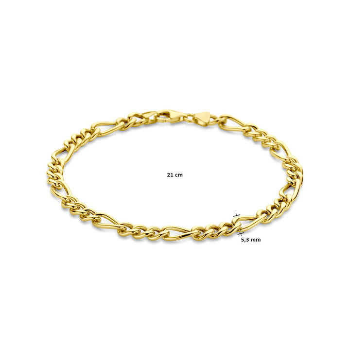 Gold bracelet ladies figaro 14K