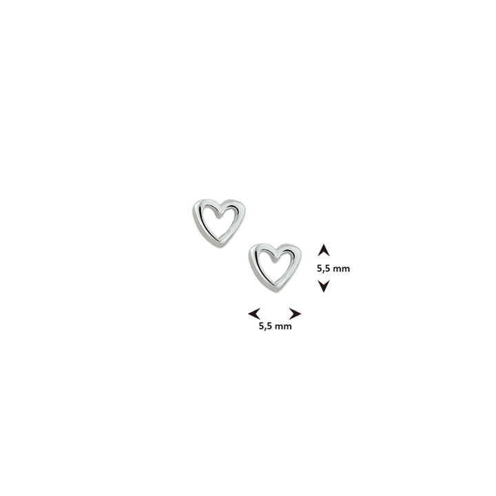 ear studs heart silver white 