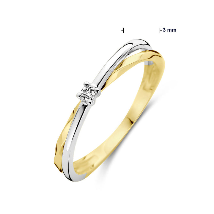 ring diamond 0.03ct h si 14K bicolor gold yellow/white