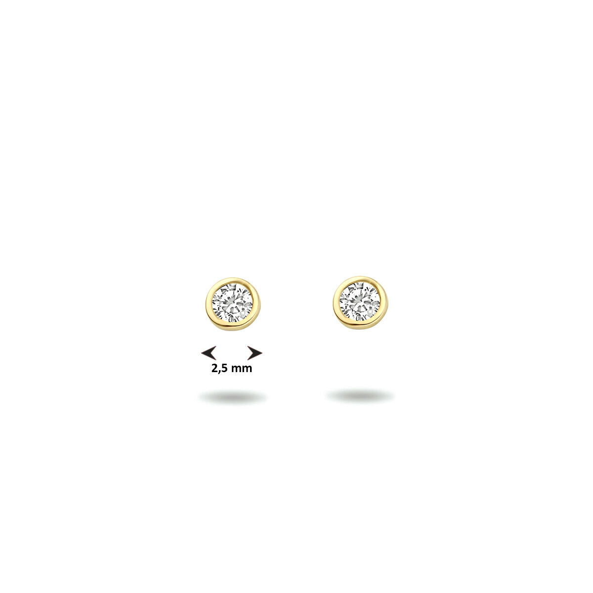 ear studs zirconia 14K yellow gold