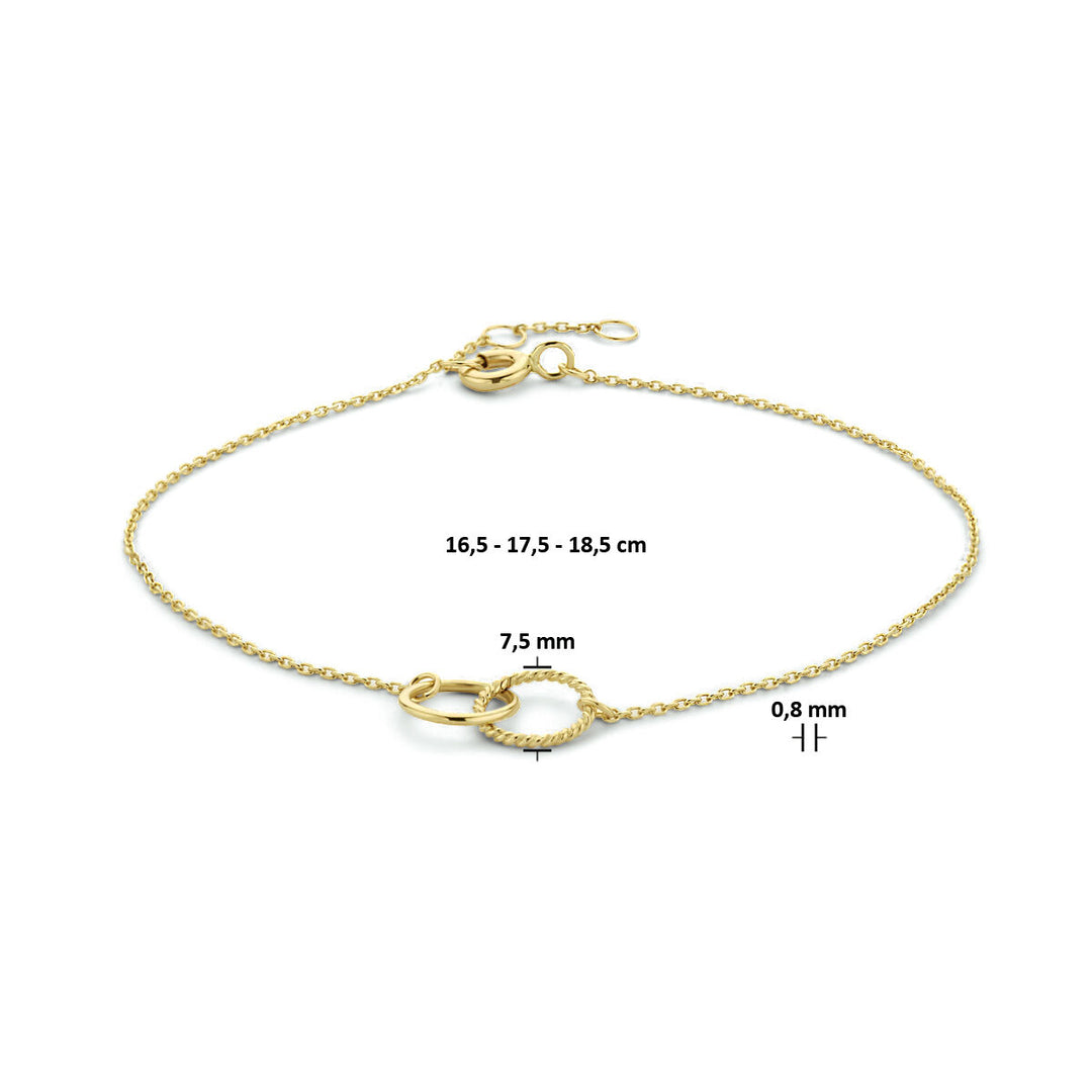 bracelet round 16.5 - 17.5 - 18.5 cm 14K yellow gold