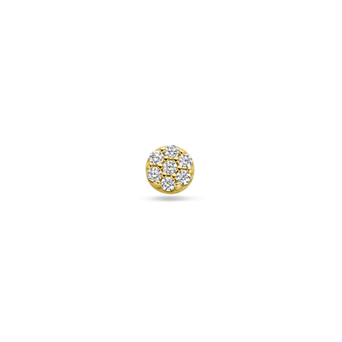 Flat back piercing van 14K geelgoud met een zirkonia-steentje van 3,5 mm in een ronde vorm.