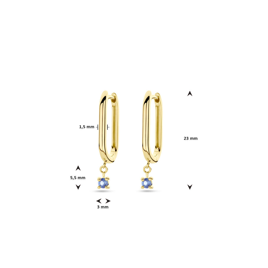 drop earrings sapphire 14K yellow gold