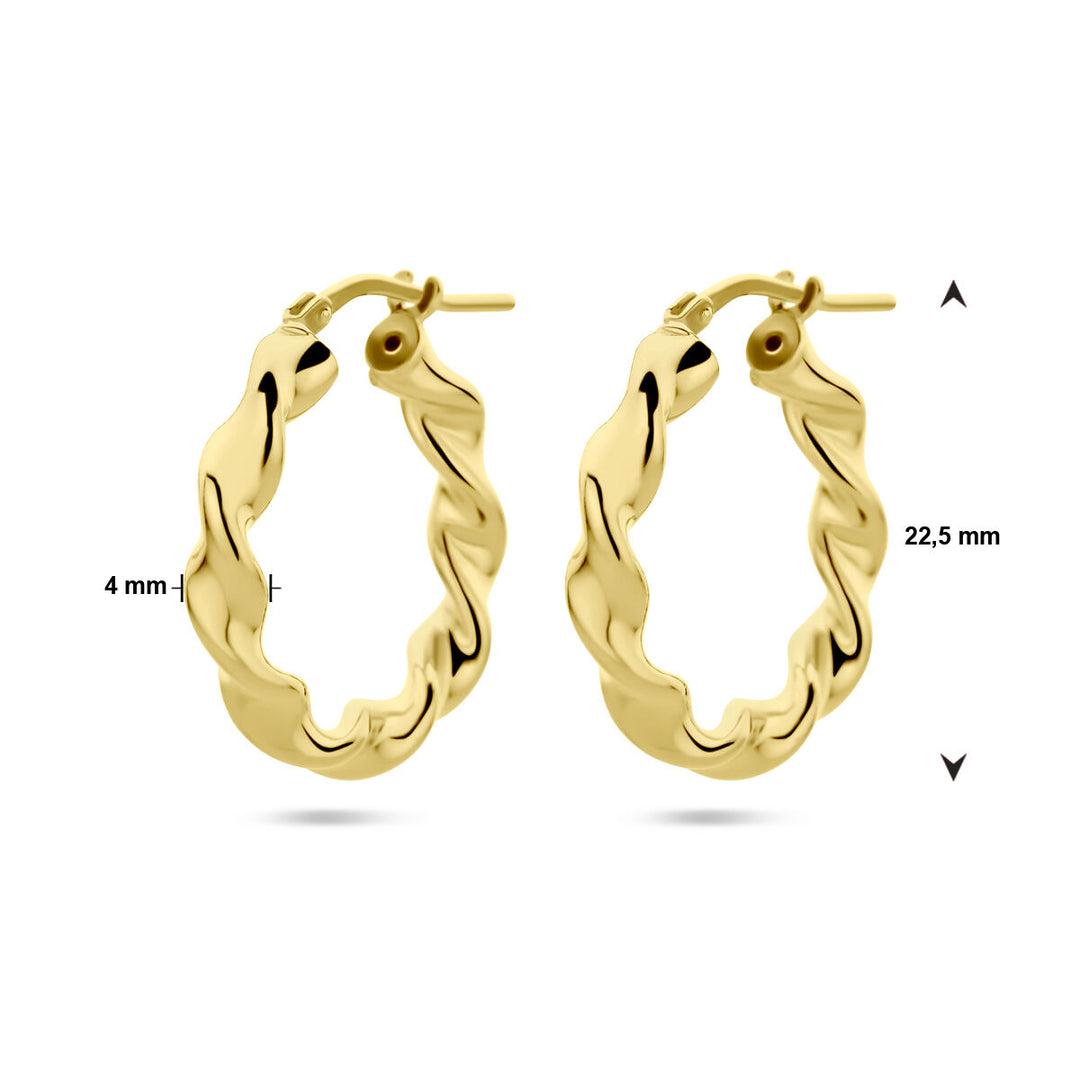 Ohrringe gedreht 1 Mikron Silber vergoldet (gelb)