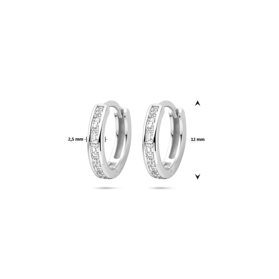 klapoorringen zirkonia 12 mm zilver gerhodineerd