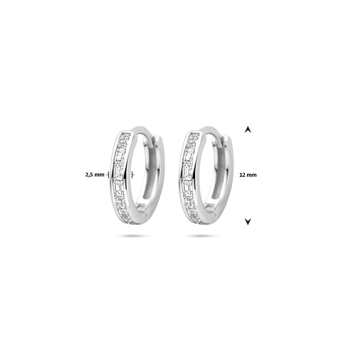 klapoorringen zirkonia 12 mm zilver gerhodineerd