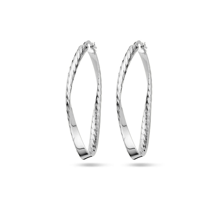 earrings twisted diamond-plated silver rhodium-plated