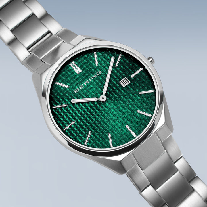 Bering heren horloge groene wijzerplaat 17240-708