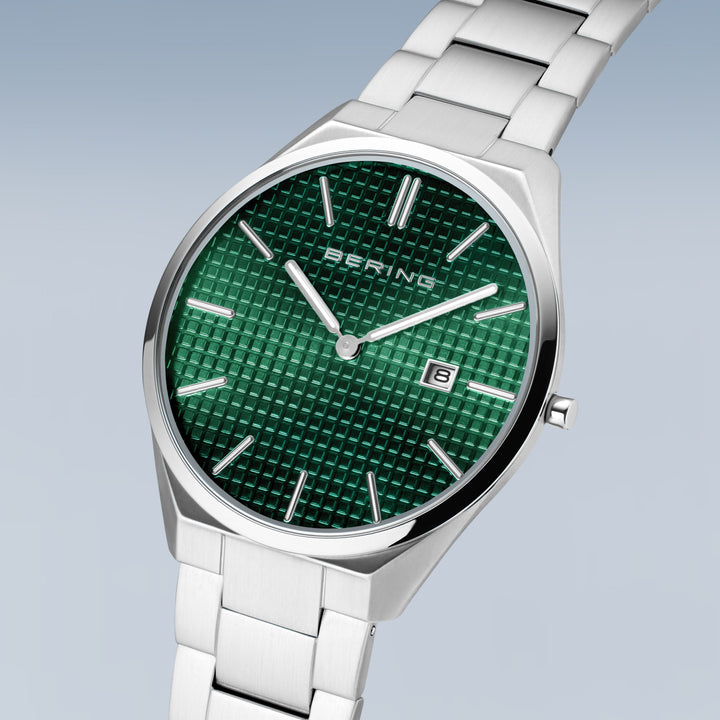 Bering heren horloge groene wijzerplaat 17240-708