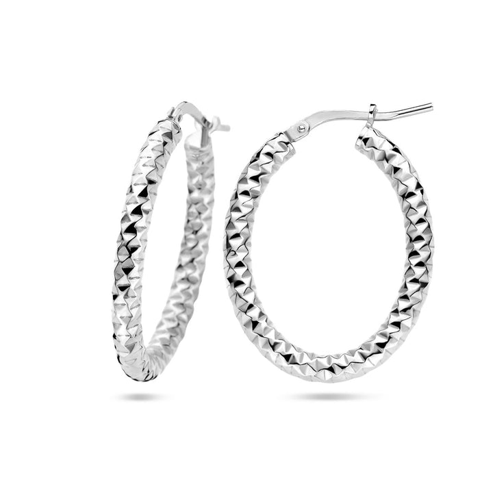 oorringen 3,0 mm ronde buis gediamanteerd zilver gerhodineerd