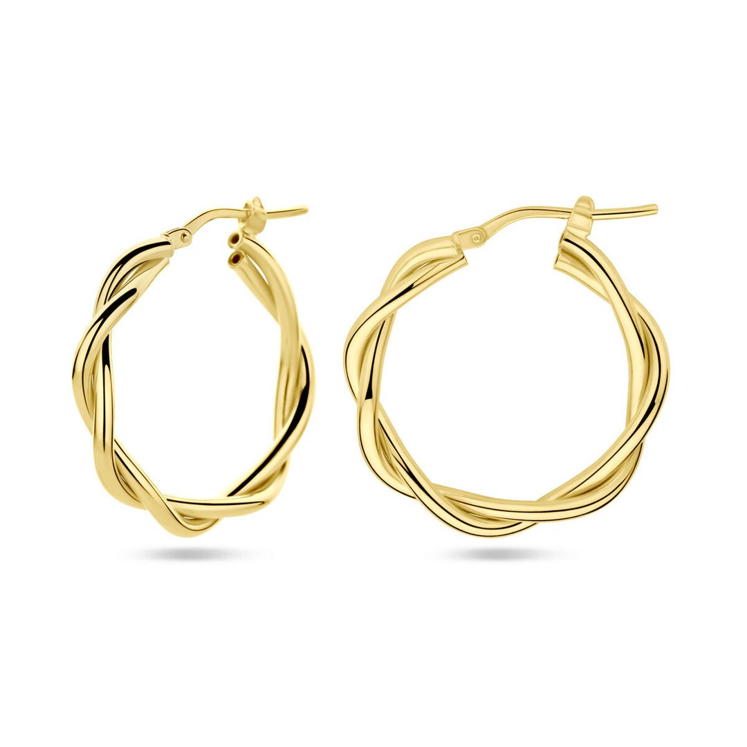 earrings 3.5 mm twisted tube 1 micron silver gold plated (yellow)