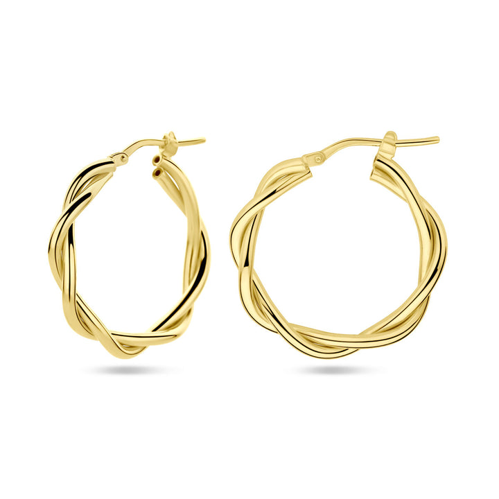 earrings 3.5 mm twisted tube 1 micron silver gold plated (yellow)