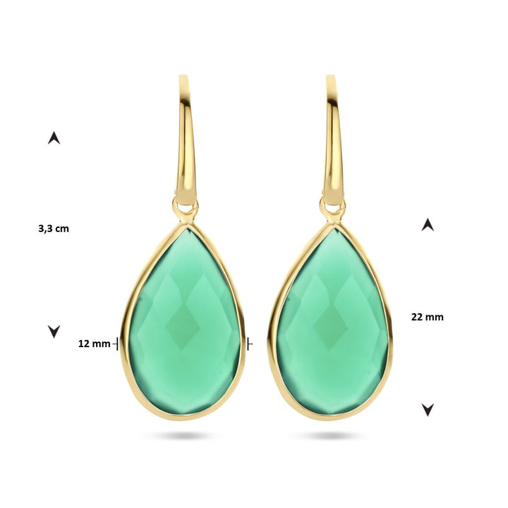 Ohrringe grüner Achat Französischer Haken Silber vergoldet (gelb)