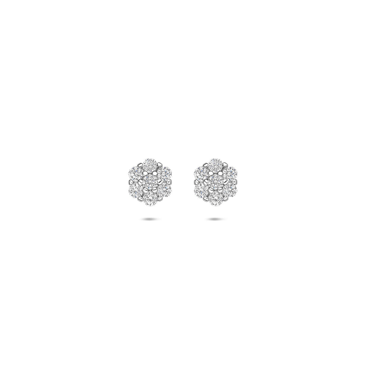 Zilveren oorknoppen met een bolvormige zirkonia-setting van 6 mm.