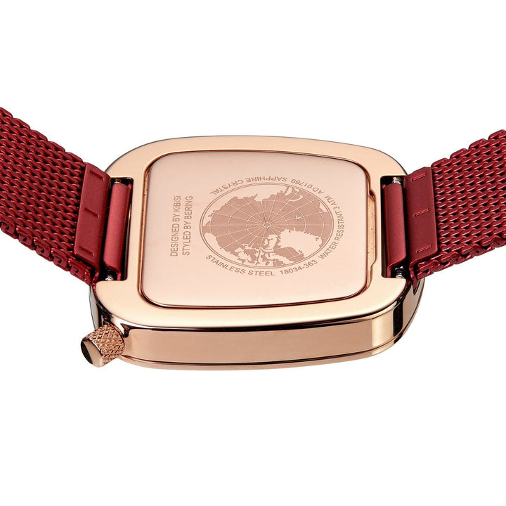 Bering dames horloge rode wijzerplaat - 18034-363