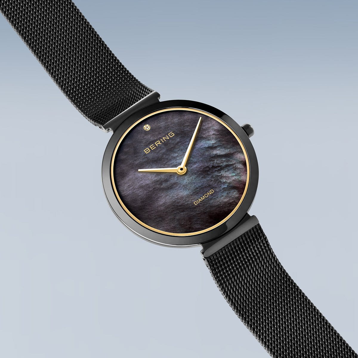 bering dames horloge zwarte wijzerplaat - 18132-132