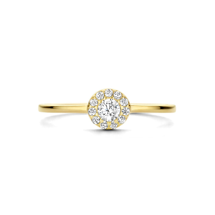 ring zirkonia halo 14K geelgoud