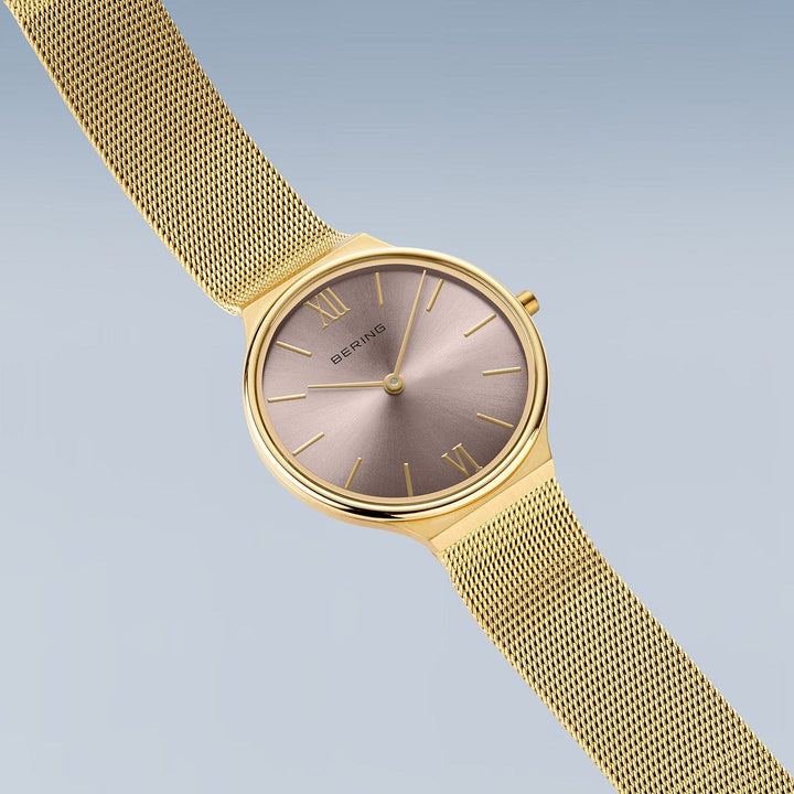 bering dames horloge roségouden wijzerplaat - 18434-336