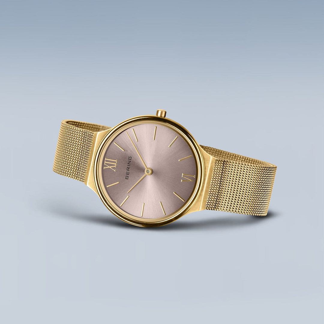 bering dames horloge roségouden wijzerplaat - 18434-336