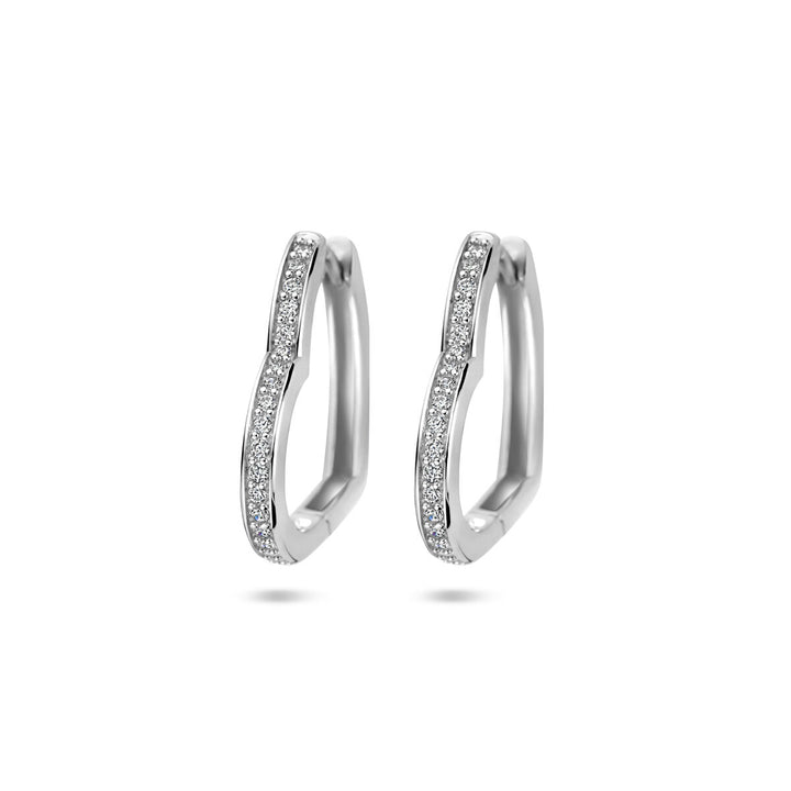 klapoorringen hart zirkonia 21 mm zilver gerhodineerd