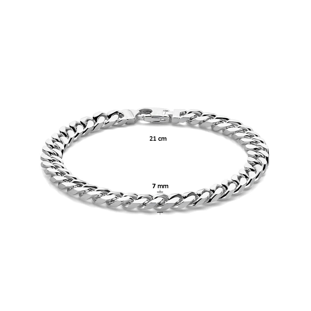 De Van der Kooij Collectie Zilveren armband heren gourmette 7,0 mm van 21 cm lang straalt tijdloze elegantie en verfijnd vakmanschap uit op een witte achtergrond.