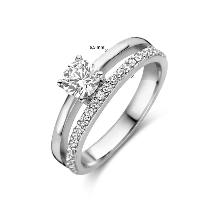 ring zirconia silver rhodium plated