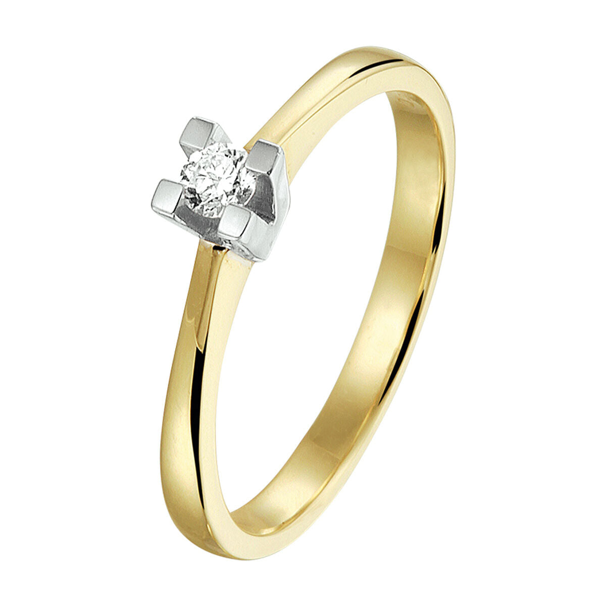 ring diamond 0.10ct h si 14K bicolor gold yellow/white