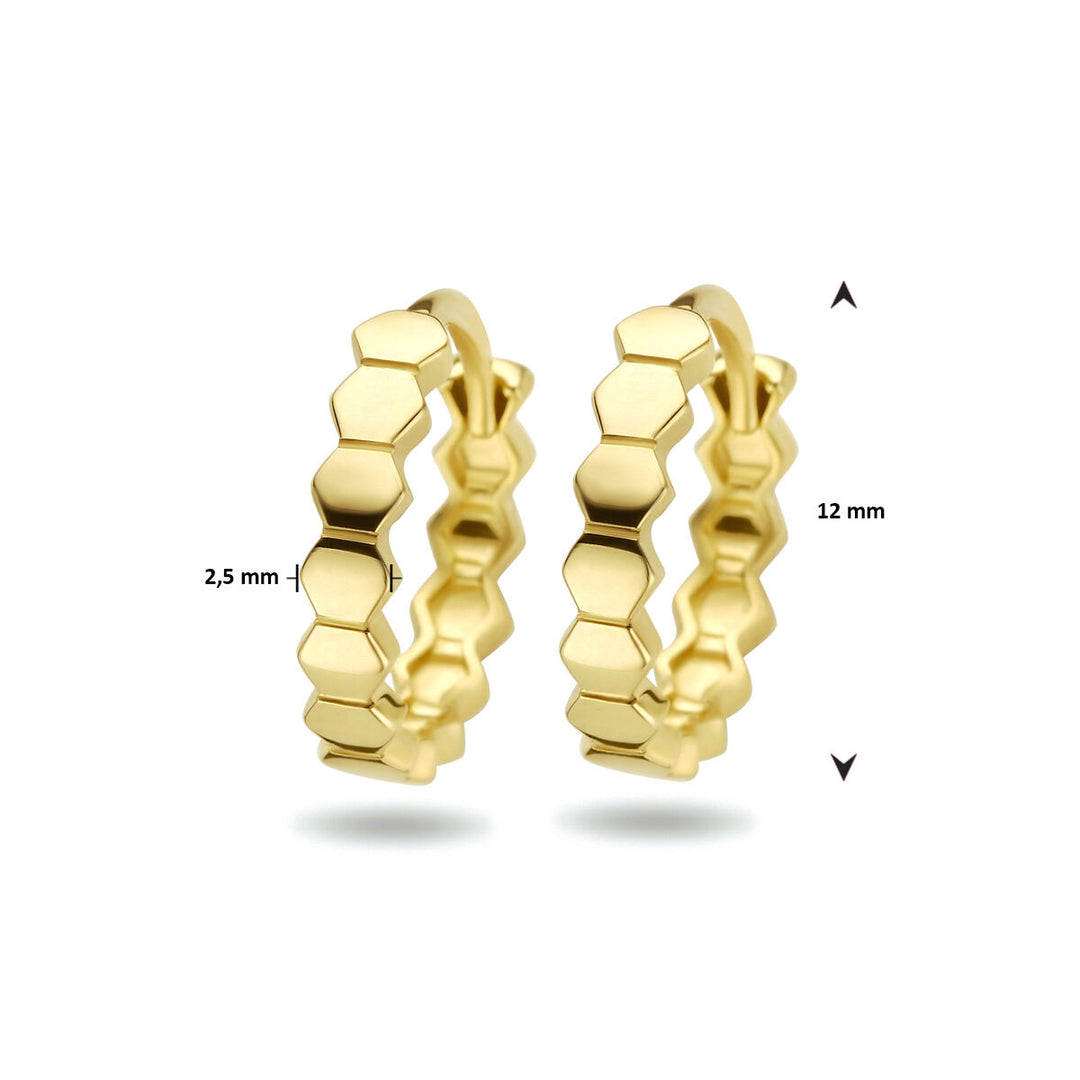 drop earrings hexagon 14K yellow gold