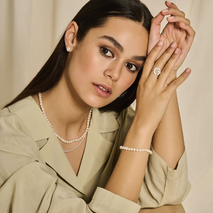 oorknoppen parel zilver gerhodineerd