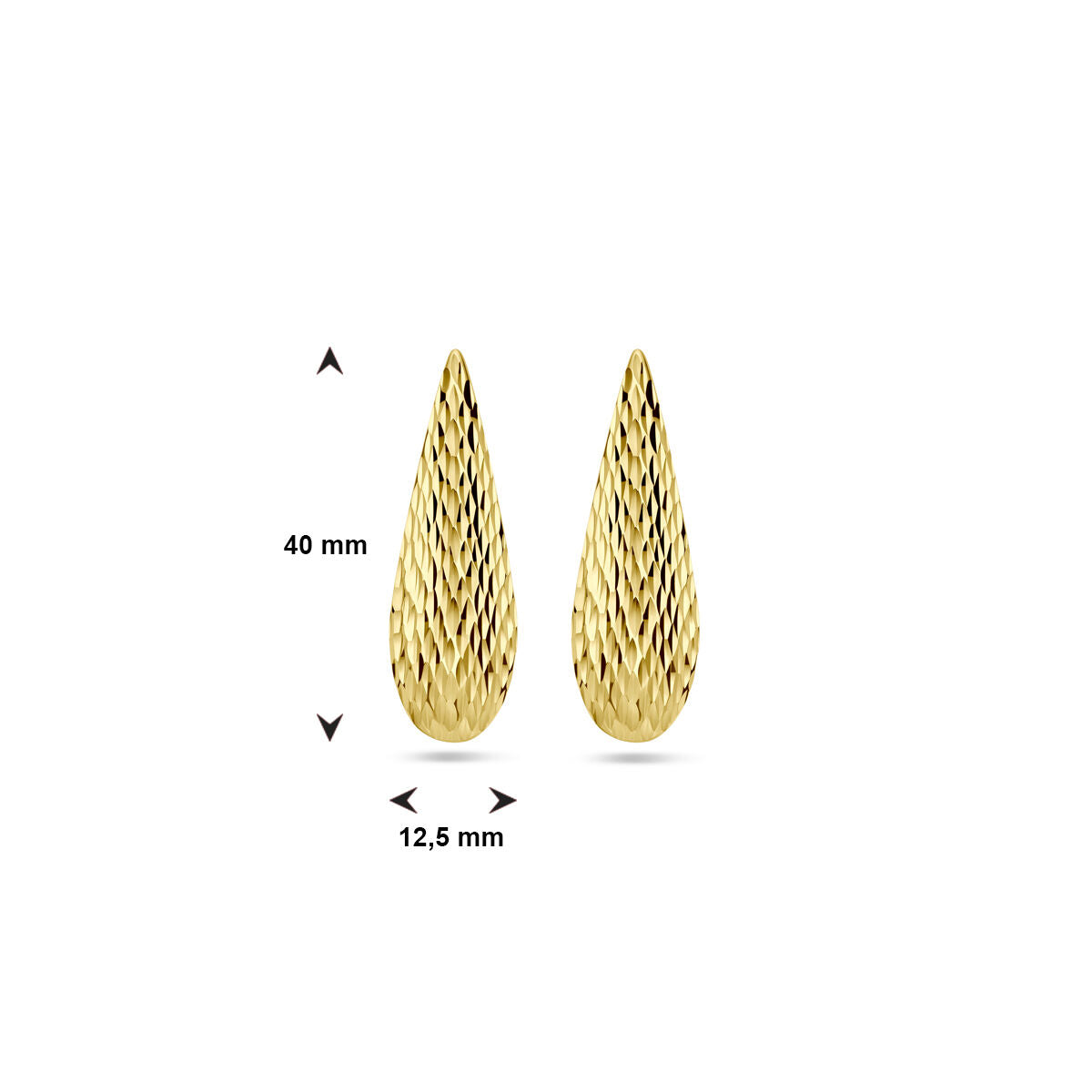oorknoppen druppel 1 micron zilver verguld (geel)