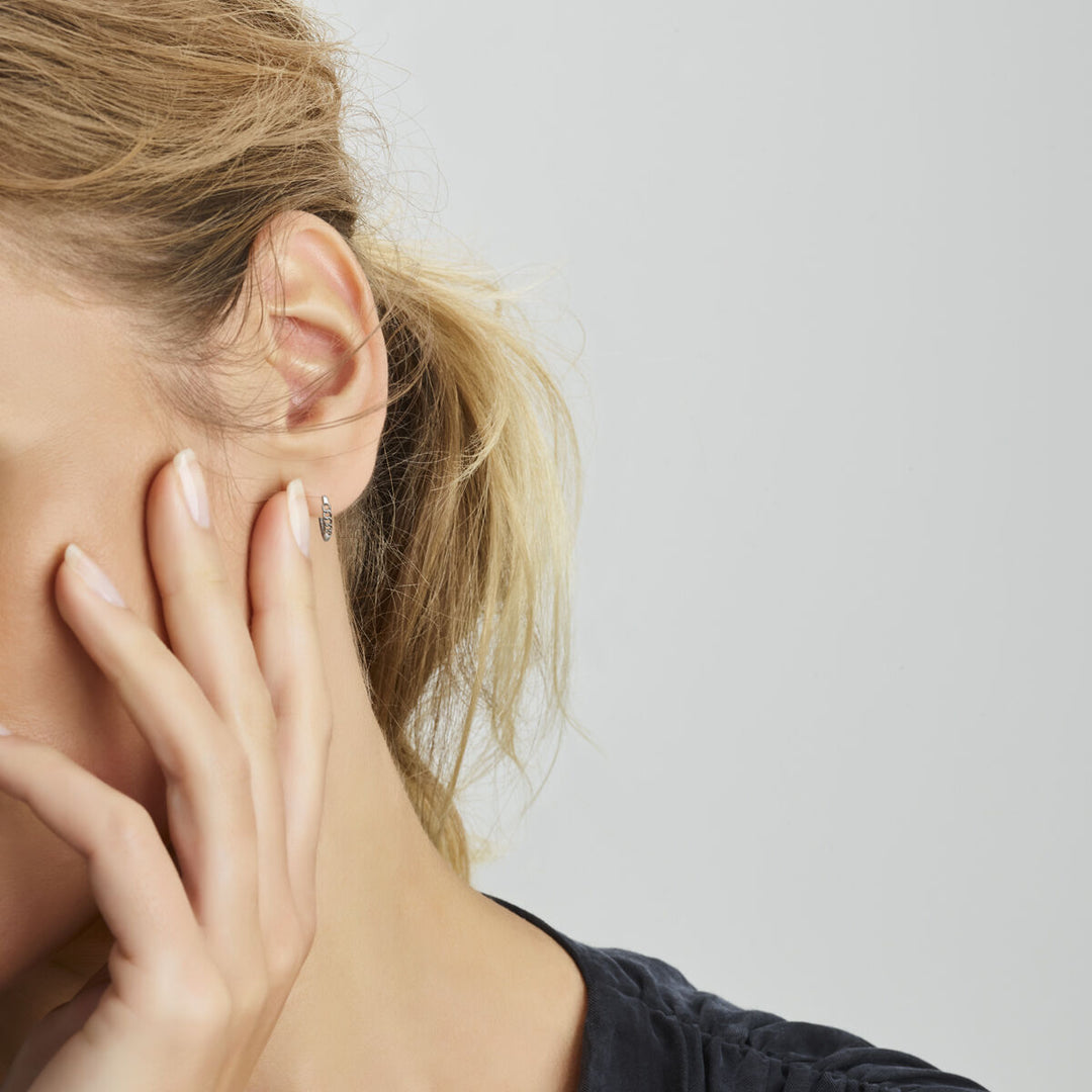 drop earrings link motif silver rhodium plated