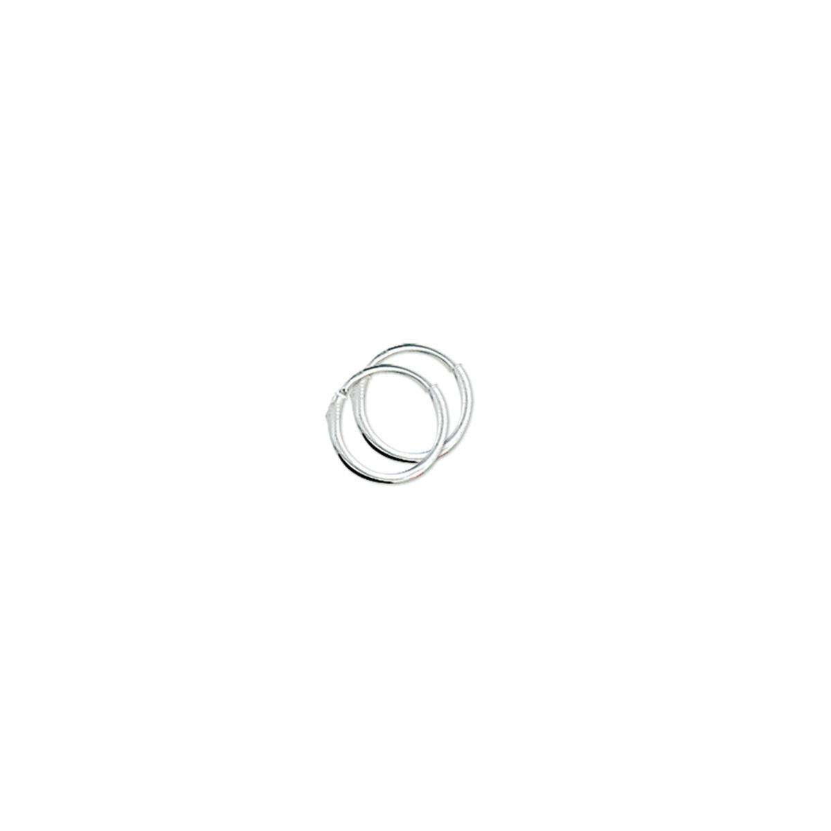 Een paar oorringen 1,3 mm ronde buis zilver wit van Van der Kooij Collectie met een scharniersluiting worden getoond tegen een effen witte achtergrond.
