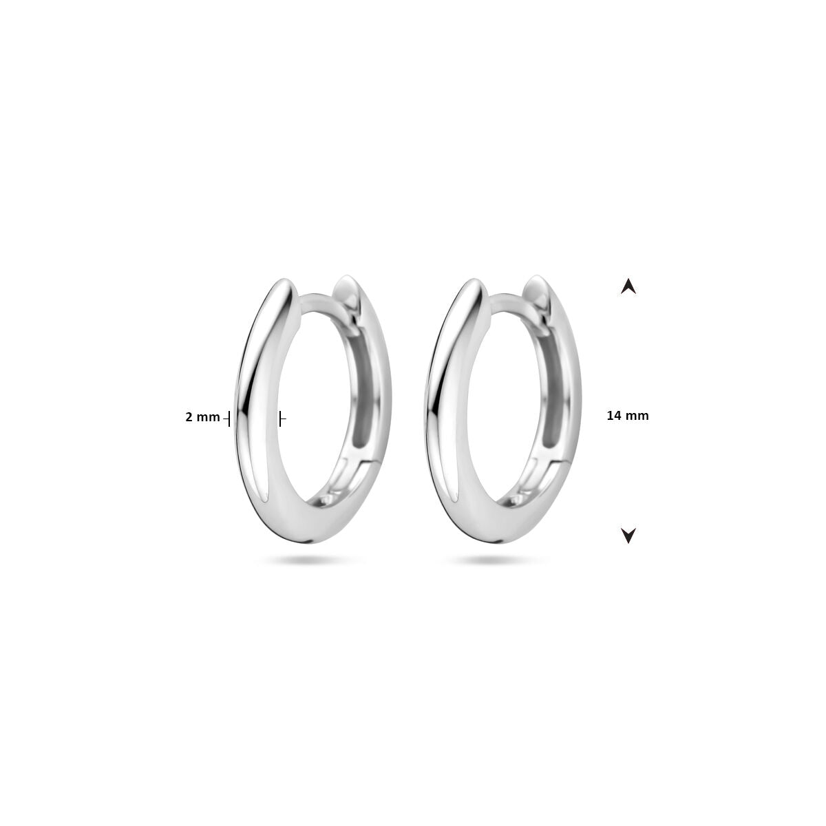 klapoorringen 2,0 mm zilver gerhodineerd